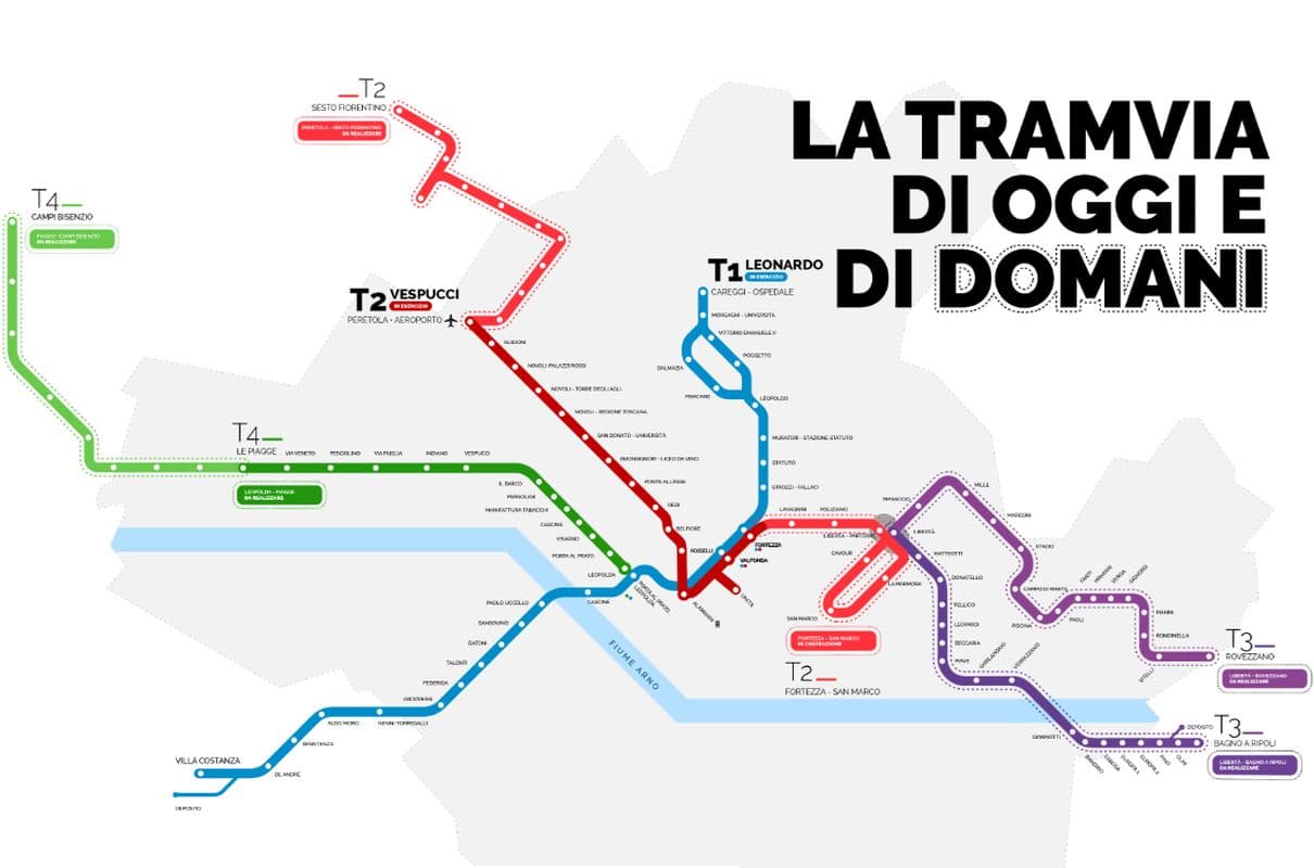 A map of Firenze tramvia lines